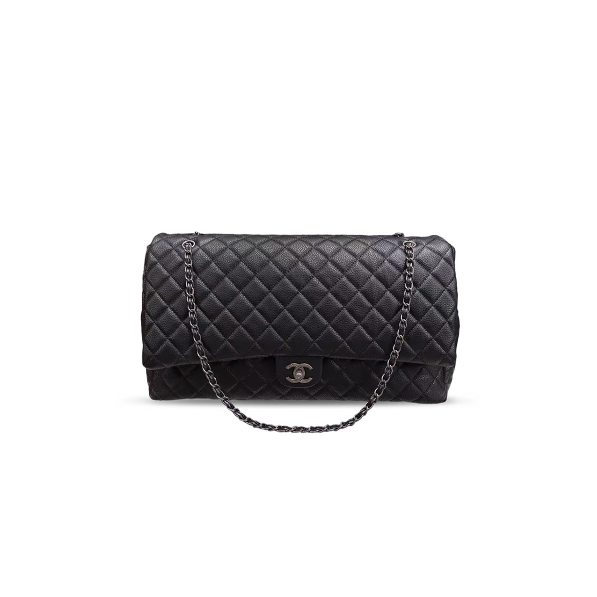 CHANEL AIRLINES FLAP BAG BLACK TRAVEL GIANT (46*26*14cm)